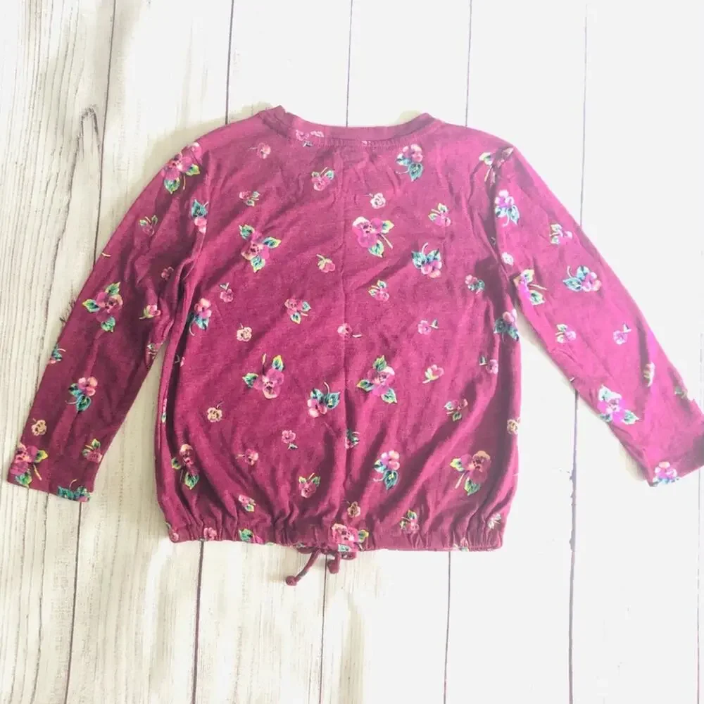Old Navy Girl’s Maroon Floral Blouse Sz XS (5)